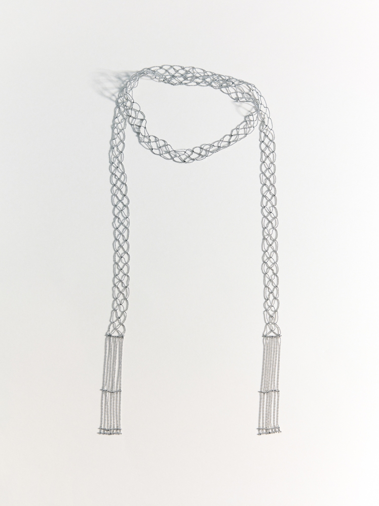 Braided silvertone necklace