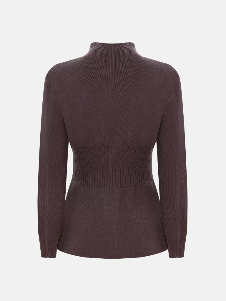 Cardigan with a ribbed waistband and accent buttons