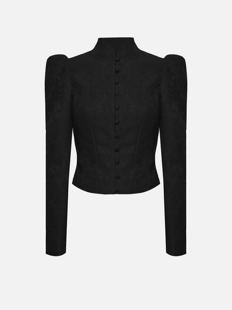 Jacquard jacket with voluminous shoulders