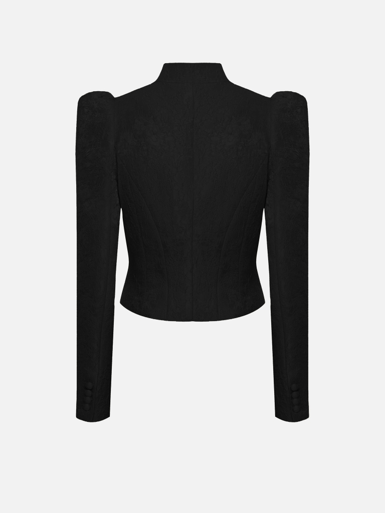 Jacquard jacket with voluminous shoulders