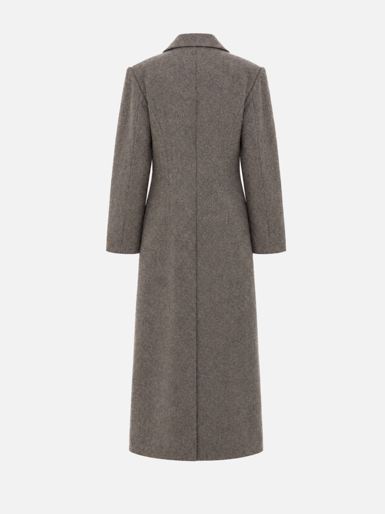 Double-breasted maxi woollen coat