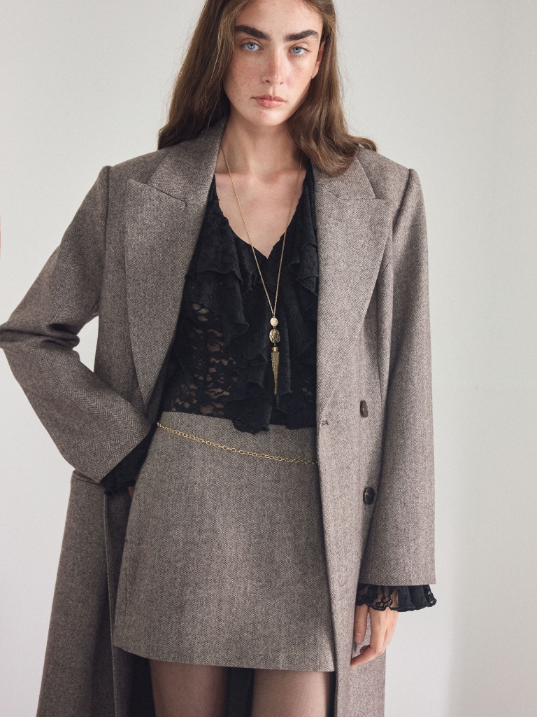 A-silhouette woollen mini skirt
