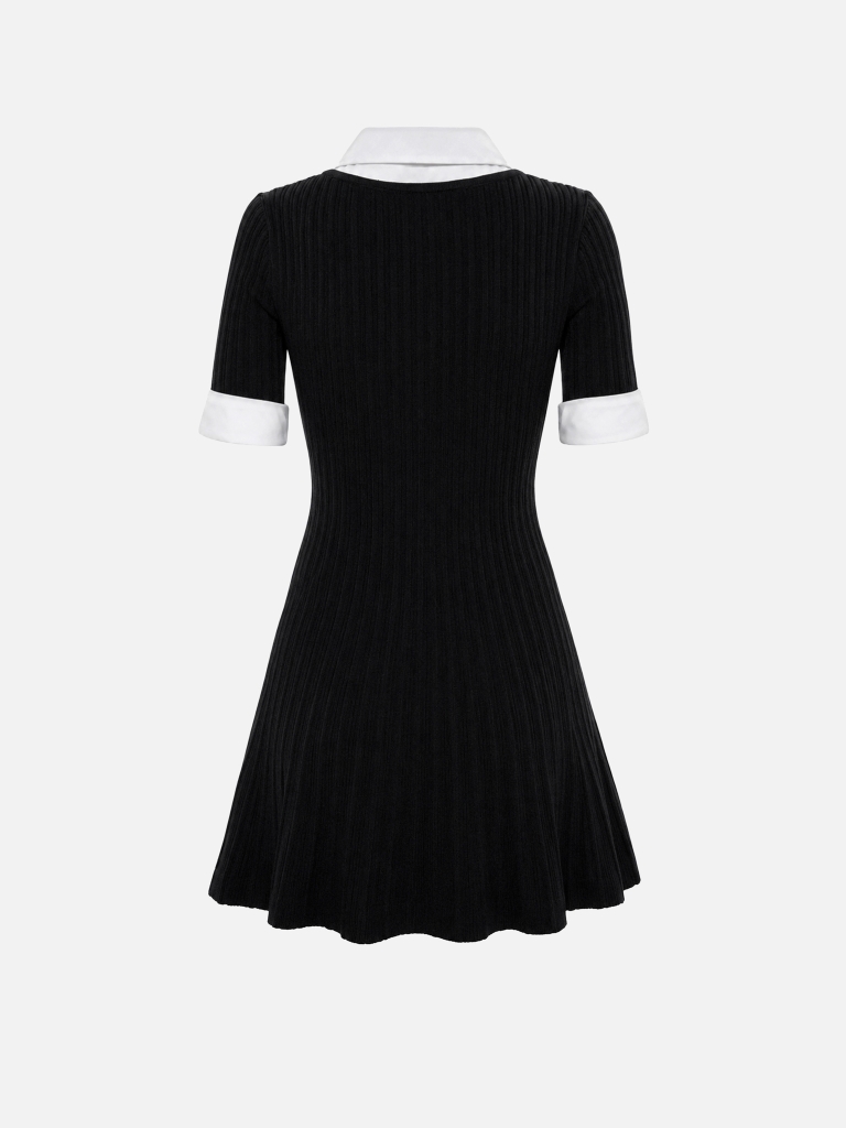 Ribbed mini dress with contrasting details