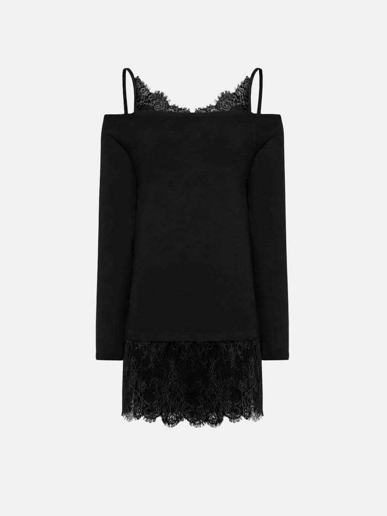 Jersey longsleeve with lace decor