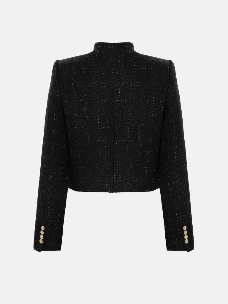 Straight-cut tweed jacket with golden fittings 