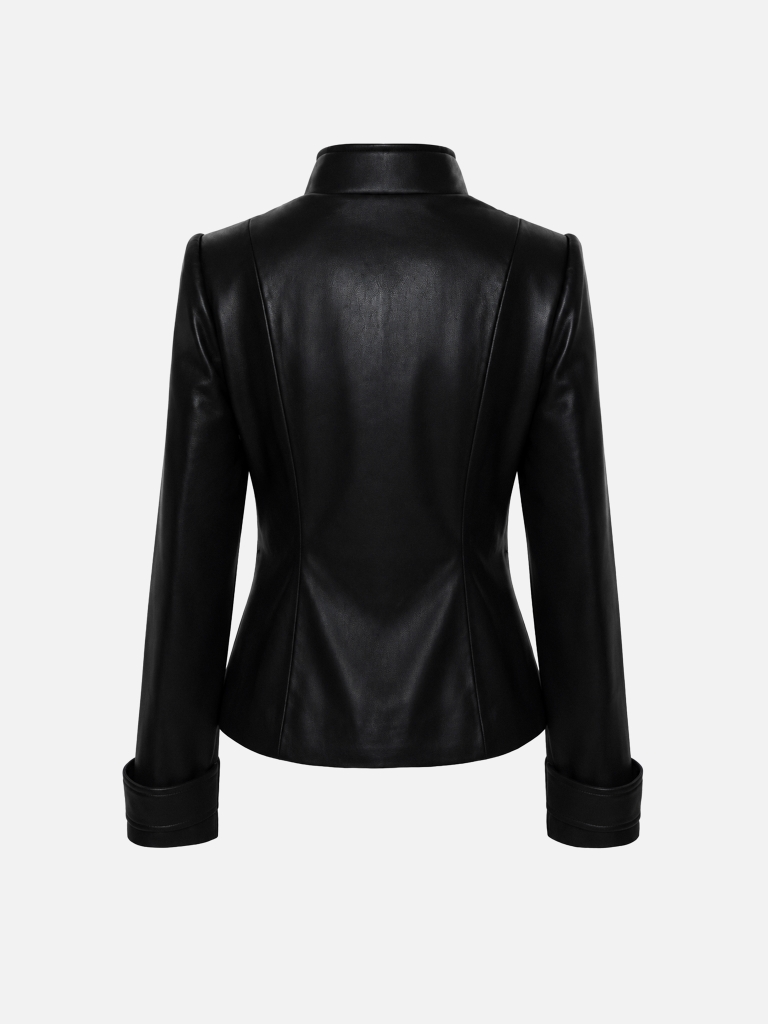 Eco-leather jacket with hussar-style detailing