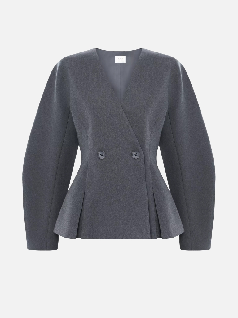 Jacke mit voluminösen Ärmeln und Taillenfalten