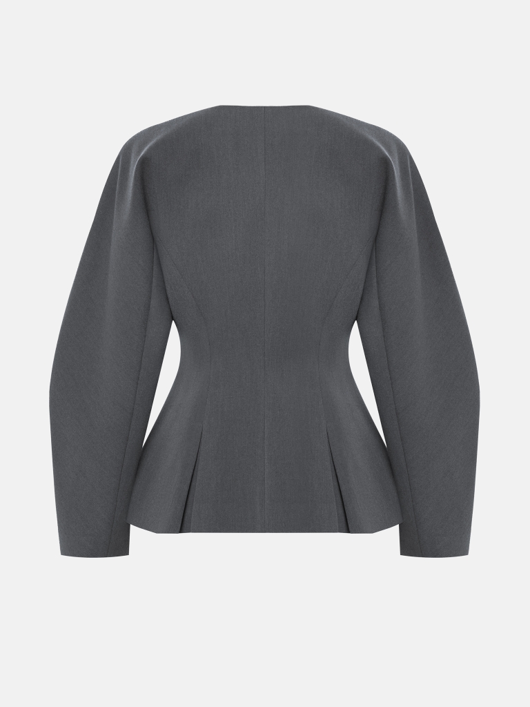Jacket with voluminous sleeves and waist pleats