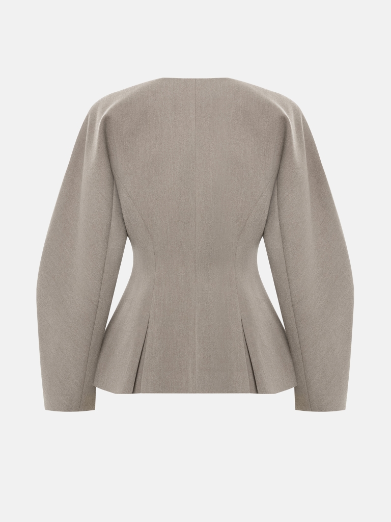 Jacket with voluminous sleeves and waist pleats