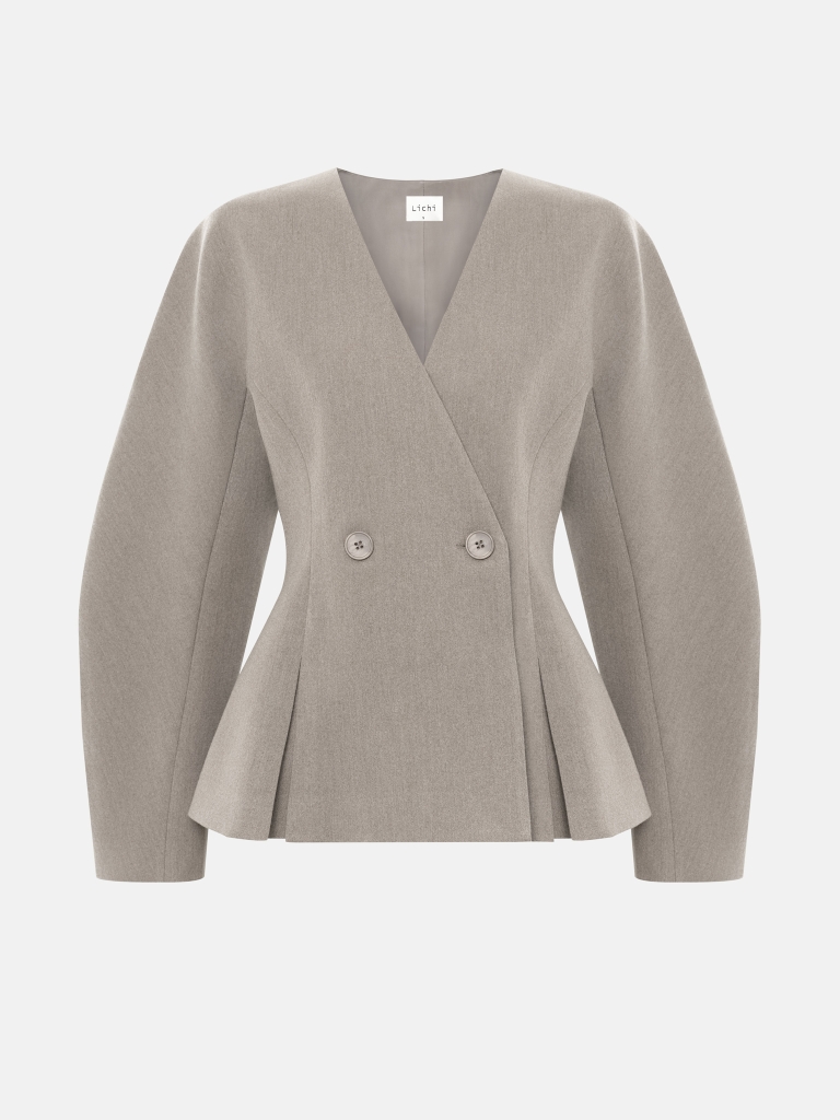 Jacket with voluminous sleeves and waist pleats