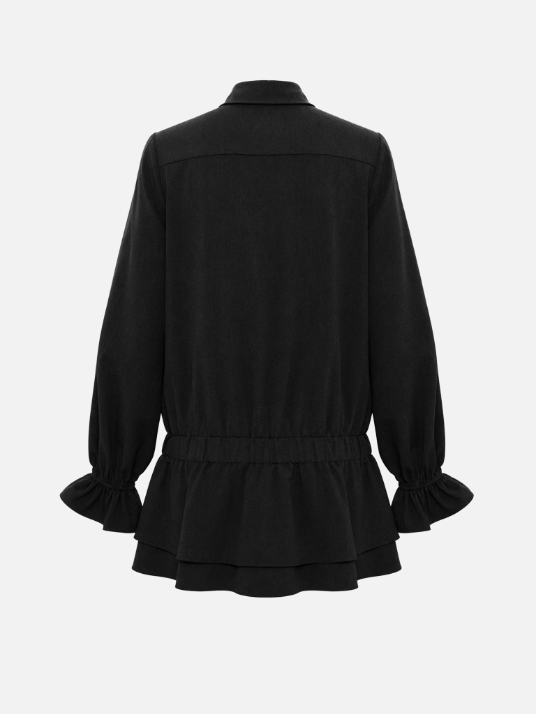 Mini shirt dress with voluminous sleeves and an elastic waistband