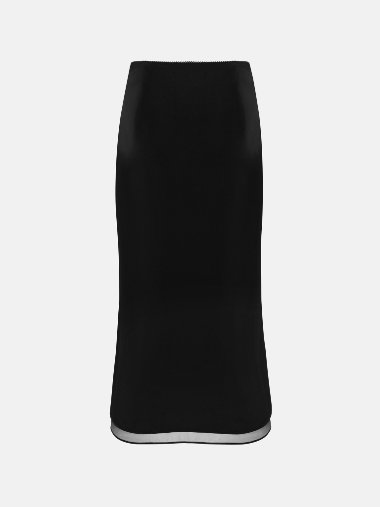 Double-layered midi skirt