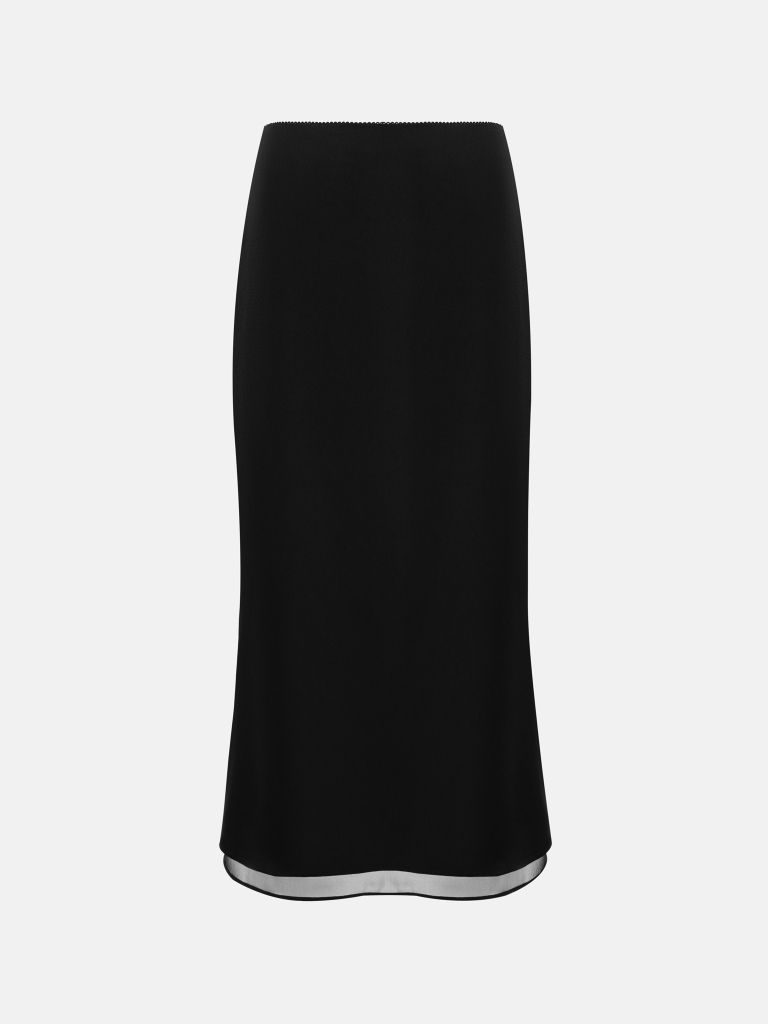 Double-layered midi skirt