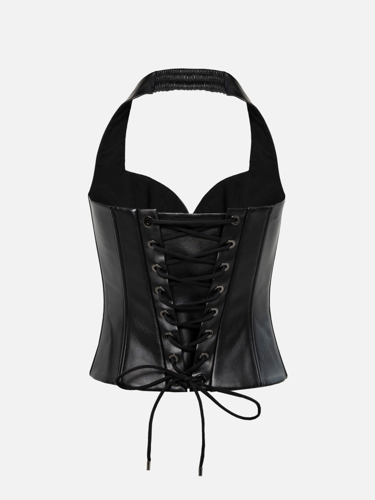 Eco-leather corset top