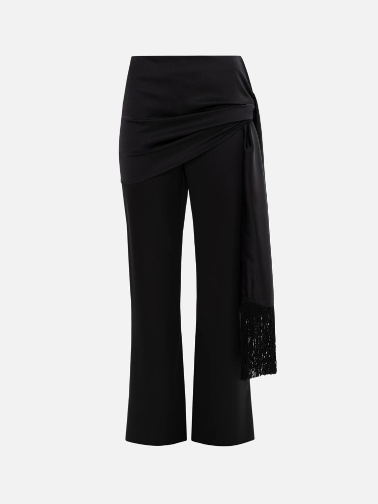 Satin trousers with a belt