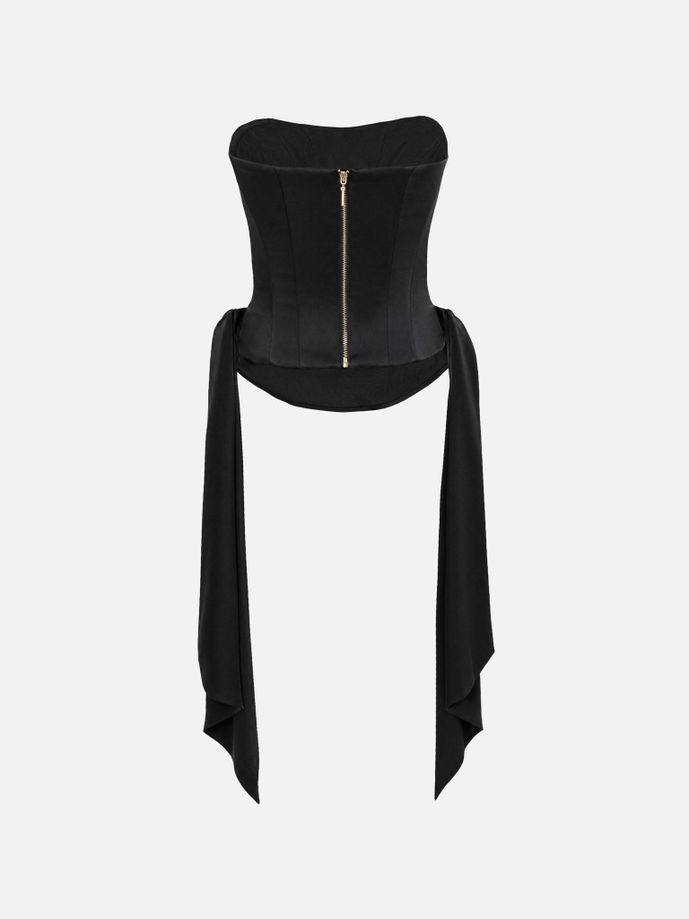 Satin corset with draping