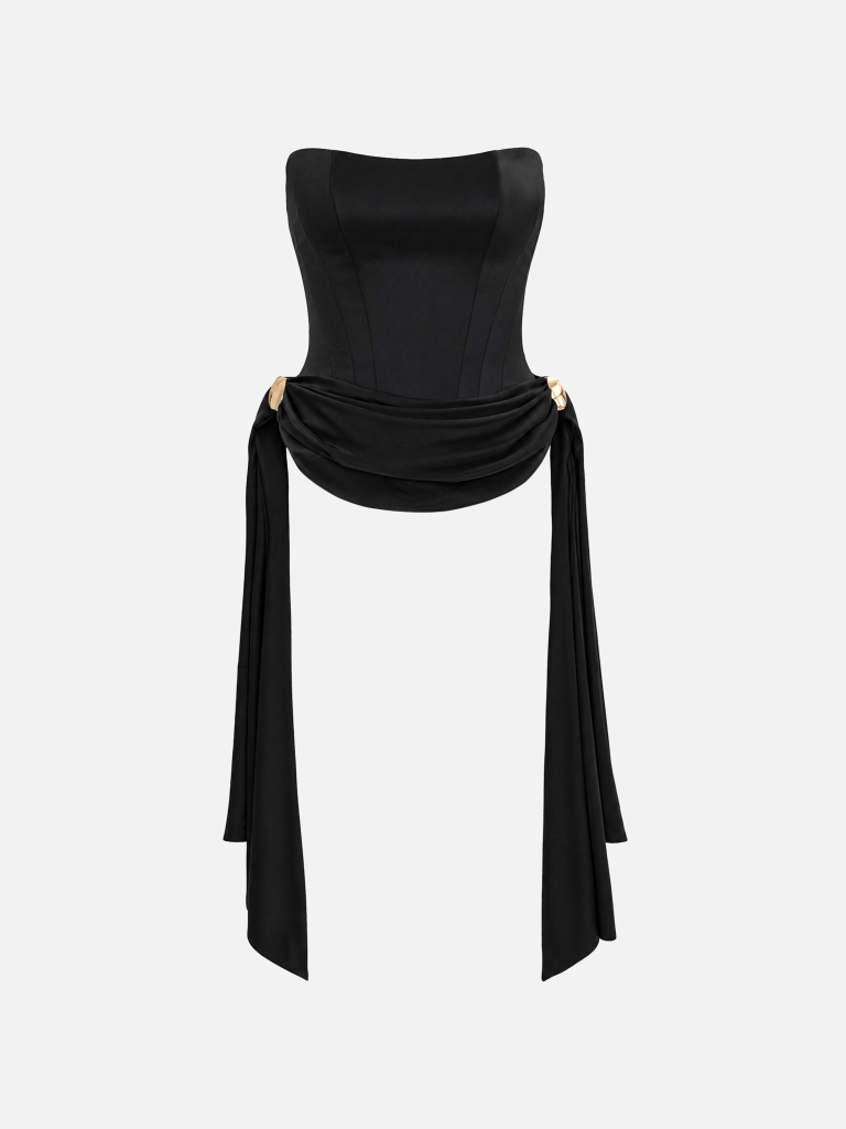 Satin corset with draping