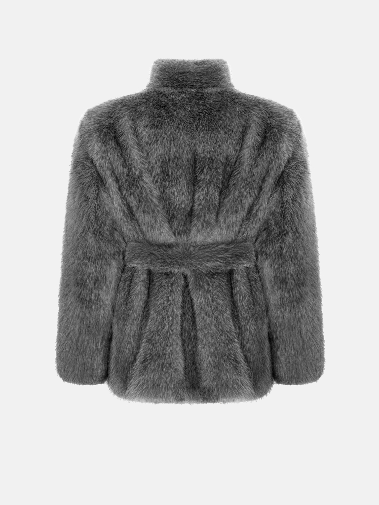 Cropped eco-fur coat