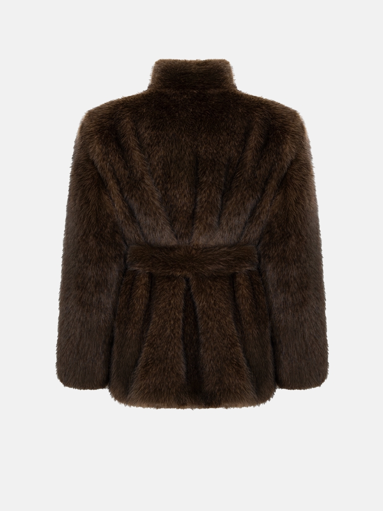 Cropped eco-fur coat
