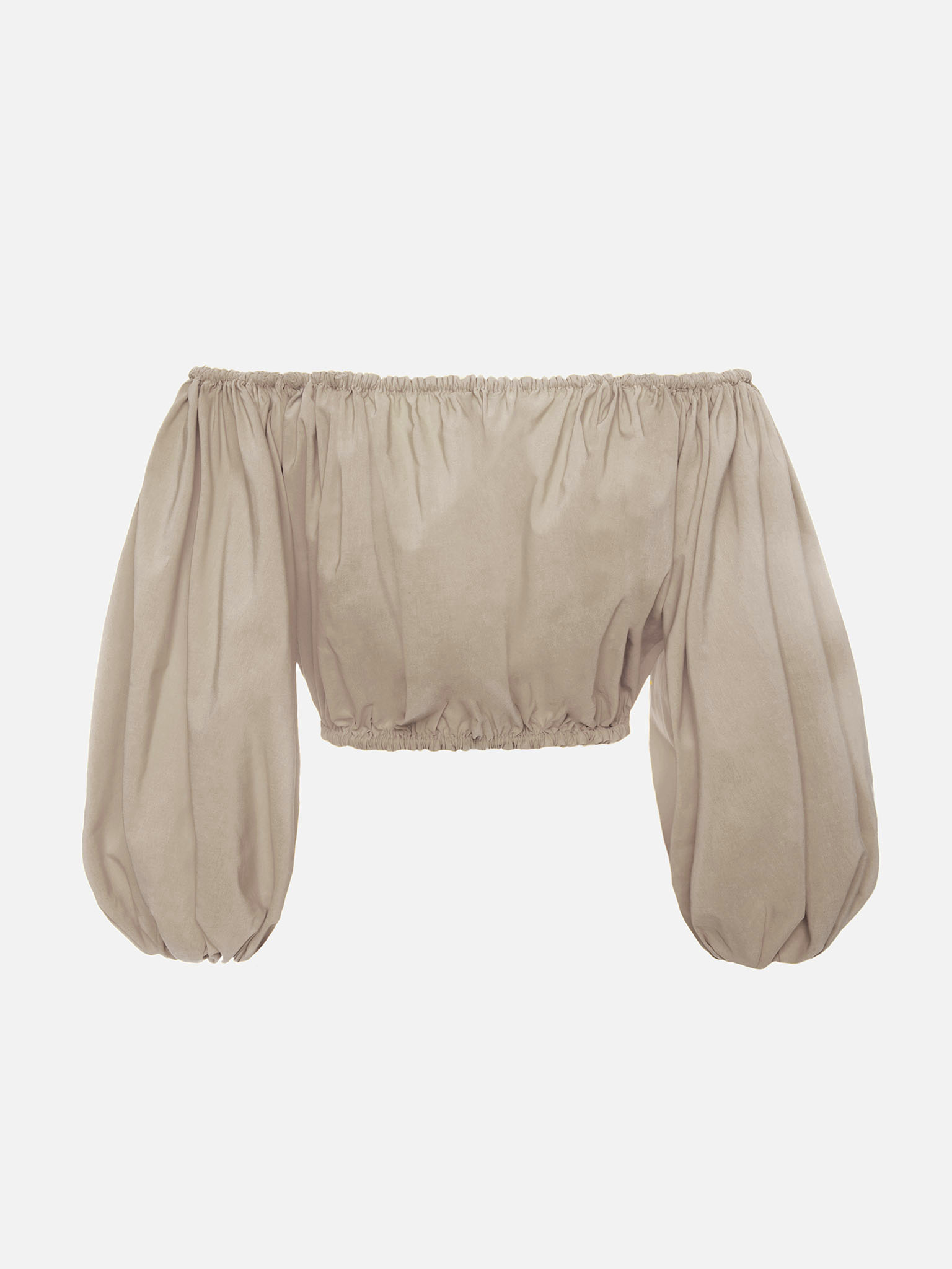 Off-shoulder gathered crop top