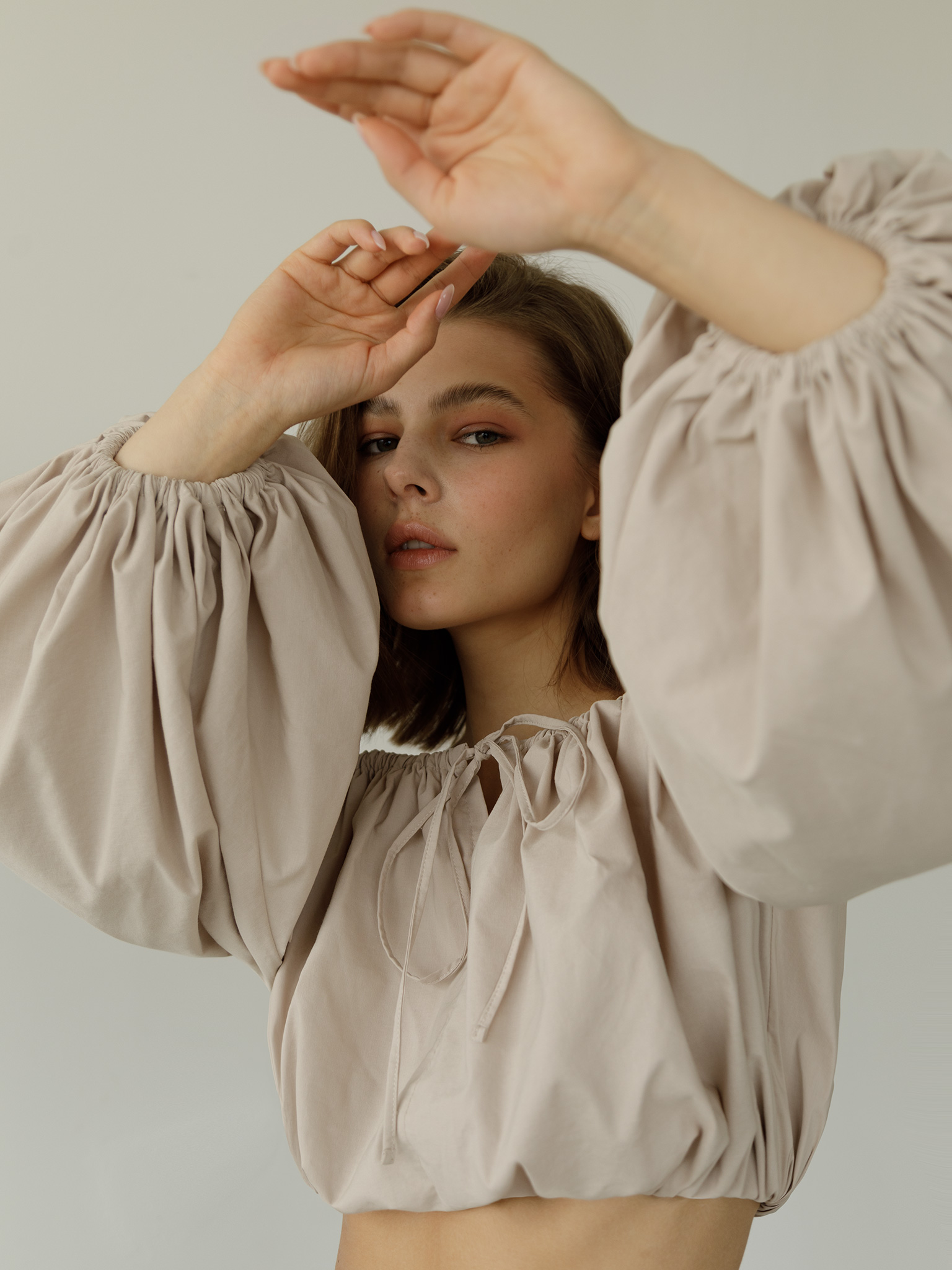 Off-shoulder gathered crop top