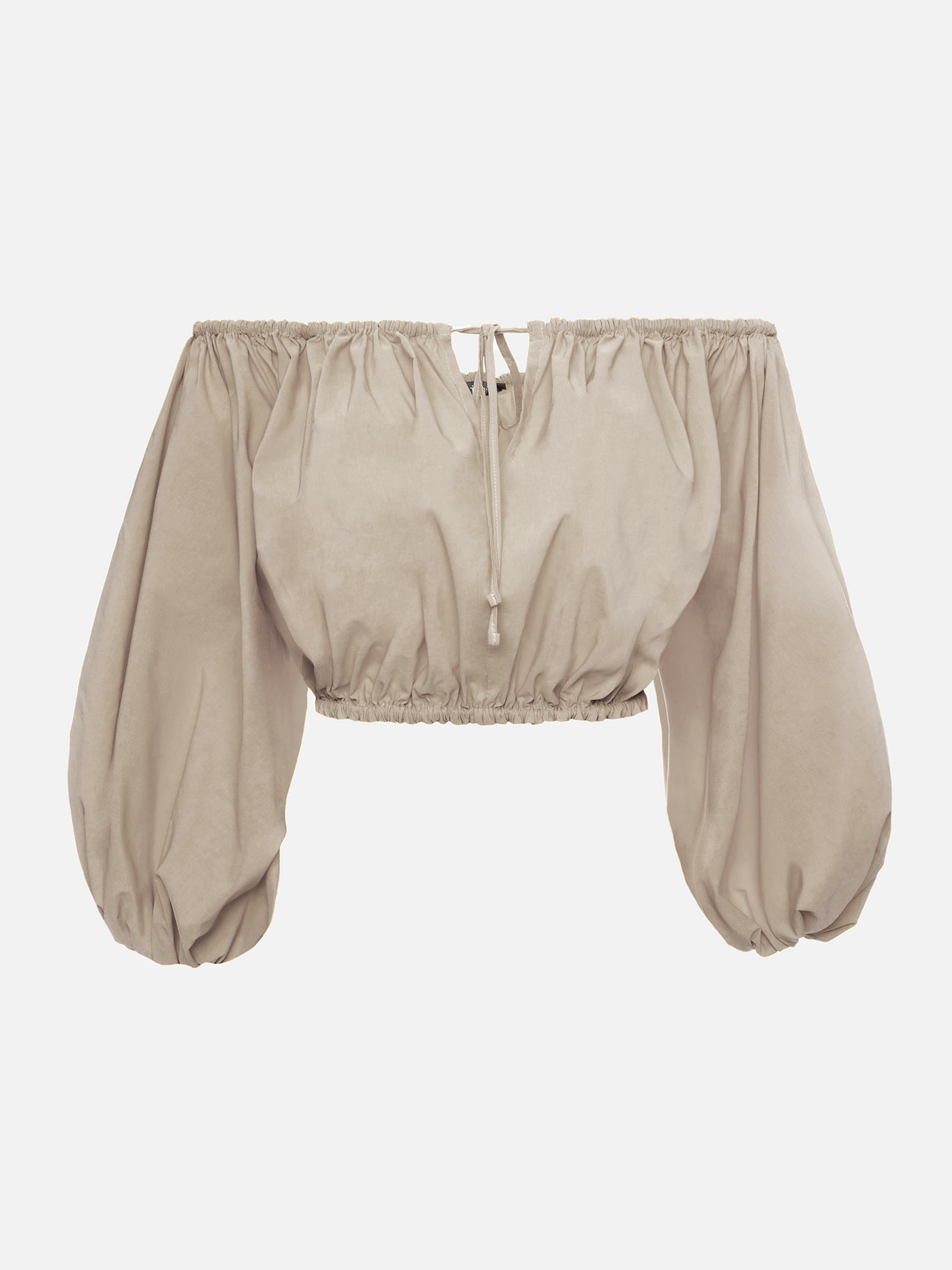 Off-shoulder gathered crop top