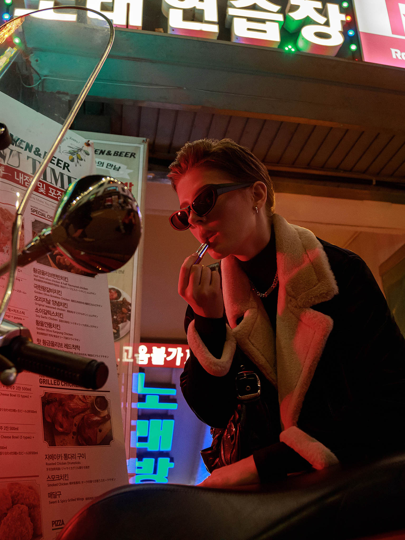 Куртка-авиатор свободного кроя с мехом