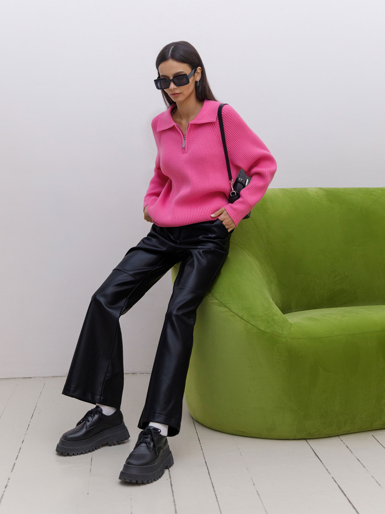 Rollkragenpullover mit Reißverschluss in Übergröße