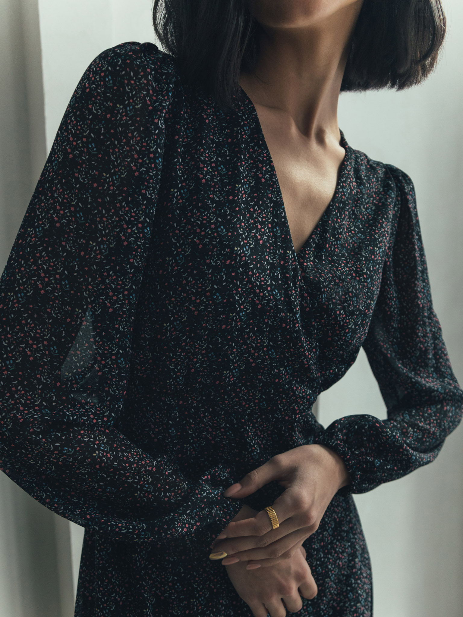 Sheer midi wrap dress