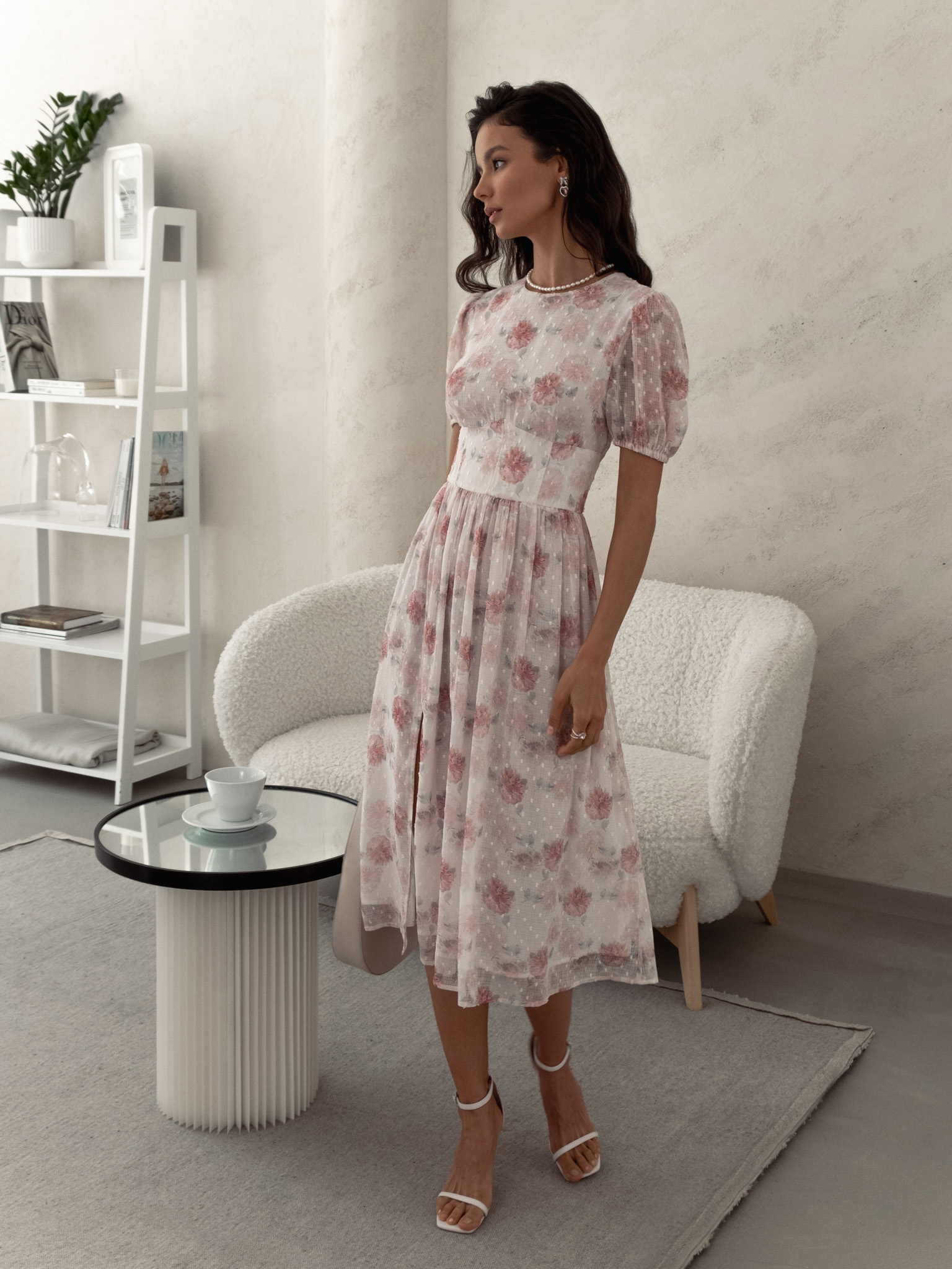 Midi dress with floral print