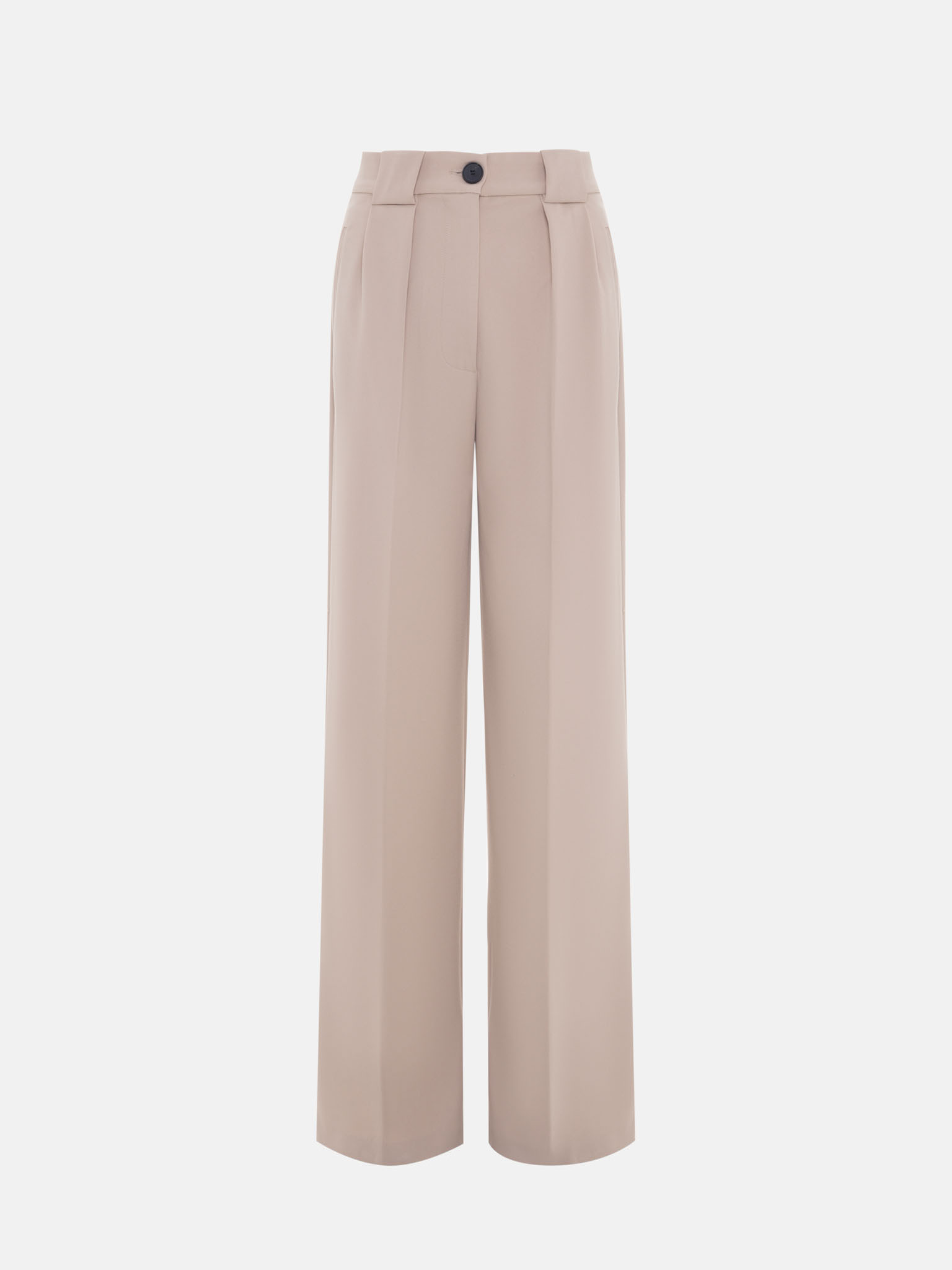Palazzo trousers with pleats at the waist and contrasting button