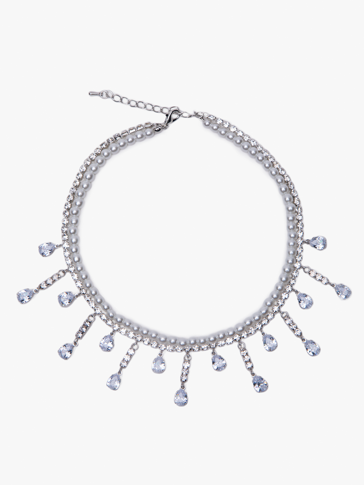 Pearl and rhinestone combo necklace