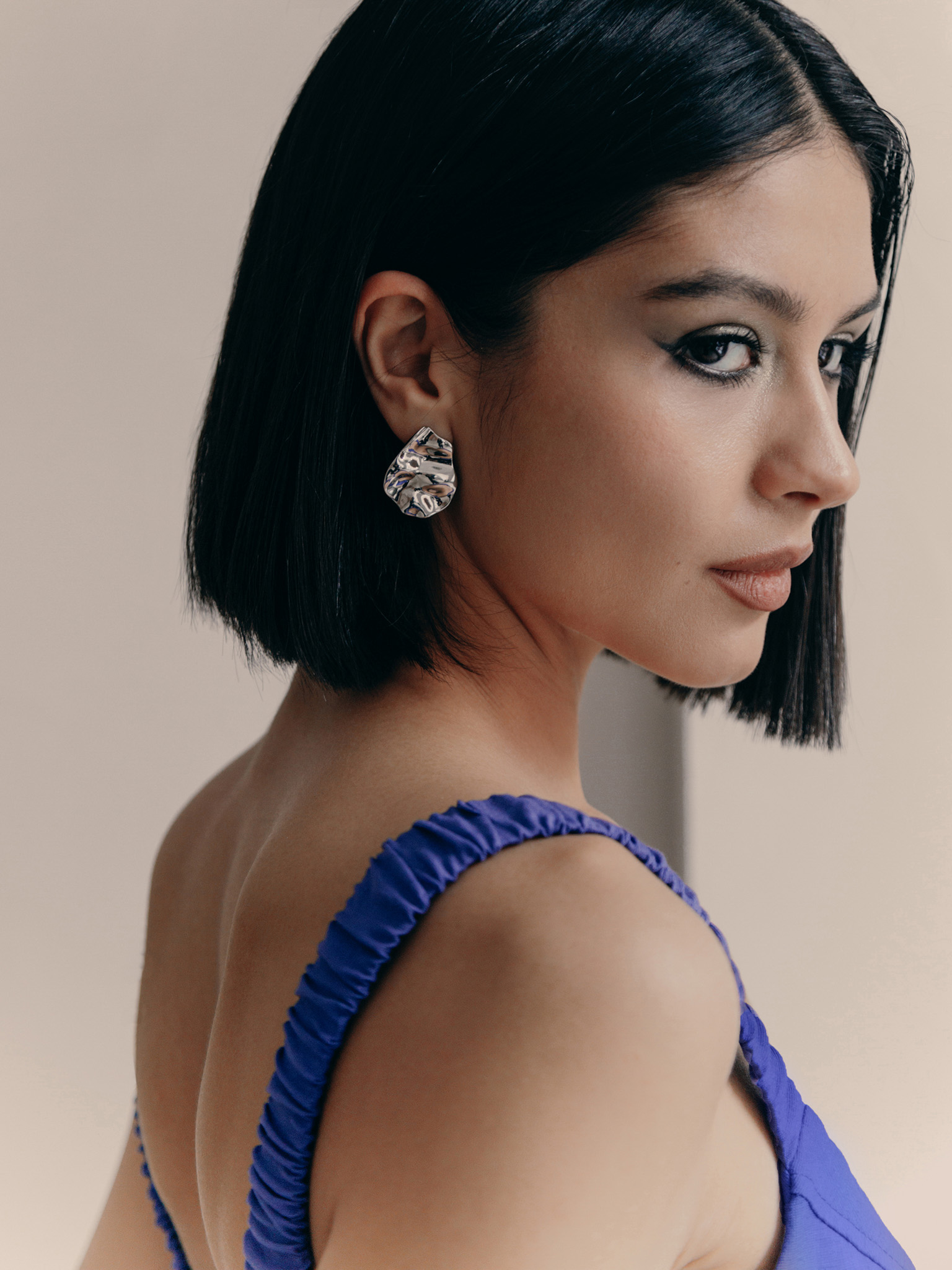 Silvertone abstract-shaped earrings