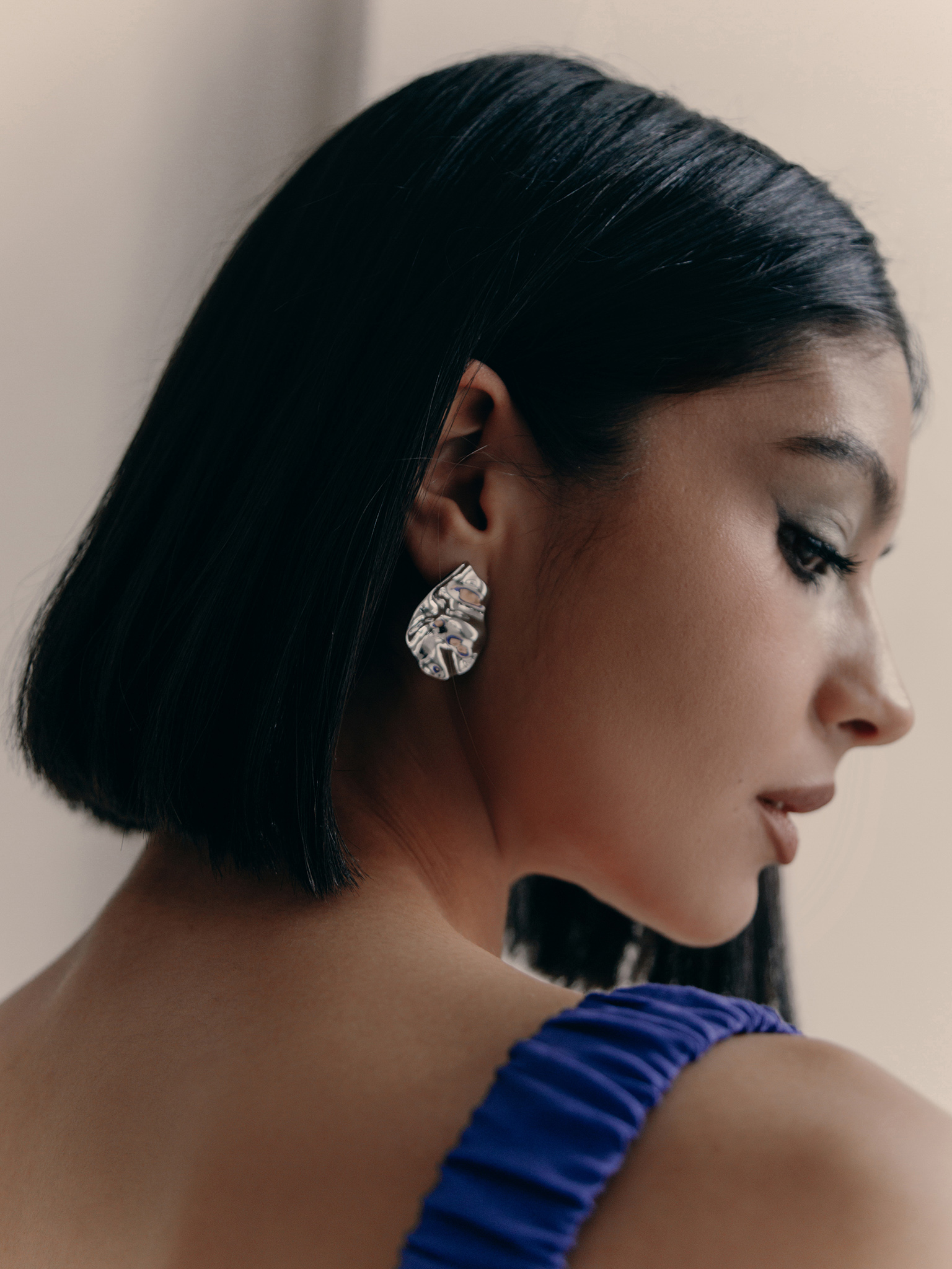 Silvertone abstract-shaped earrings