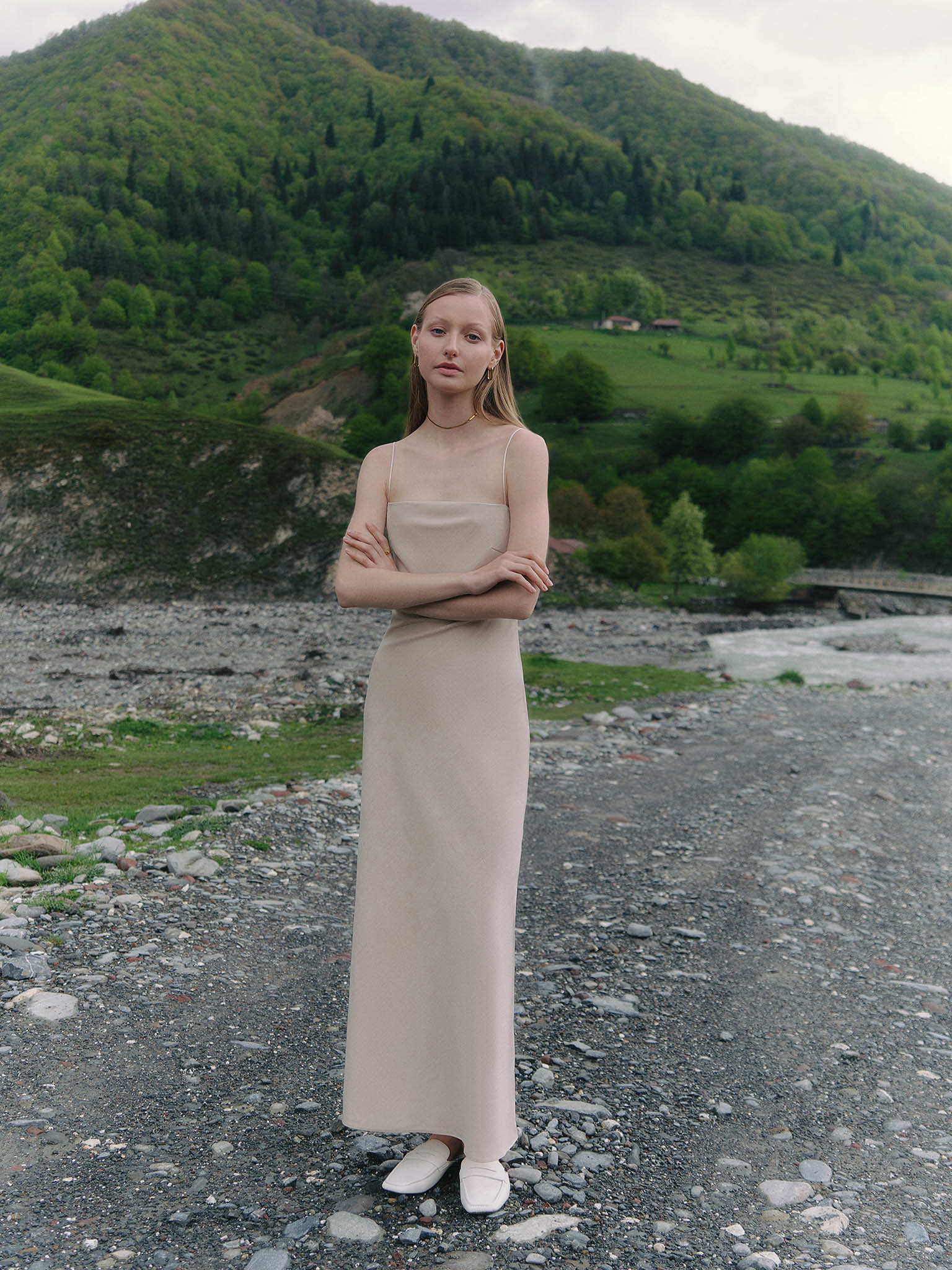 Gerades Maxikleid mit Trägern