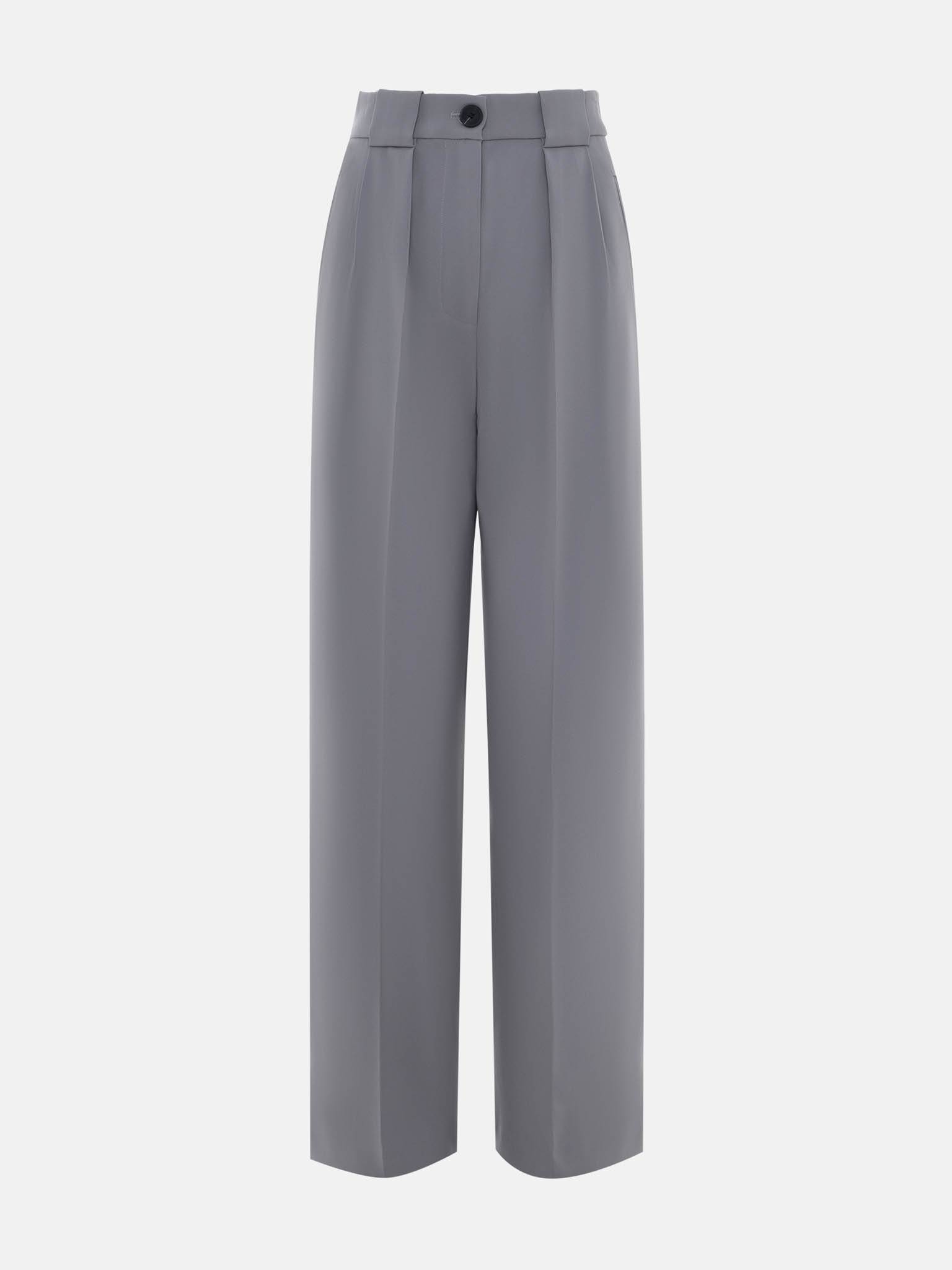 Palazzo trousers with pleats at the waist and contrasting button