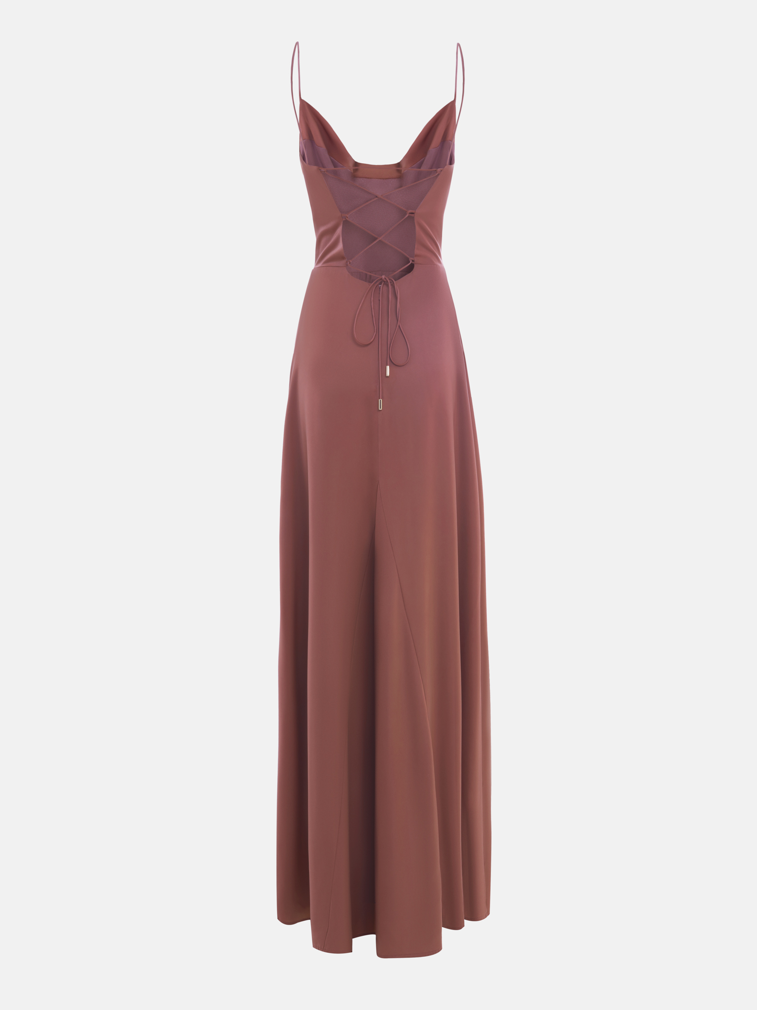Slim-strapped maxi dress with lace-up back