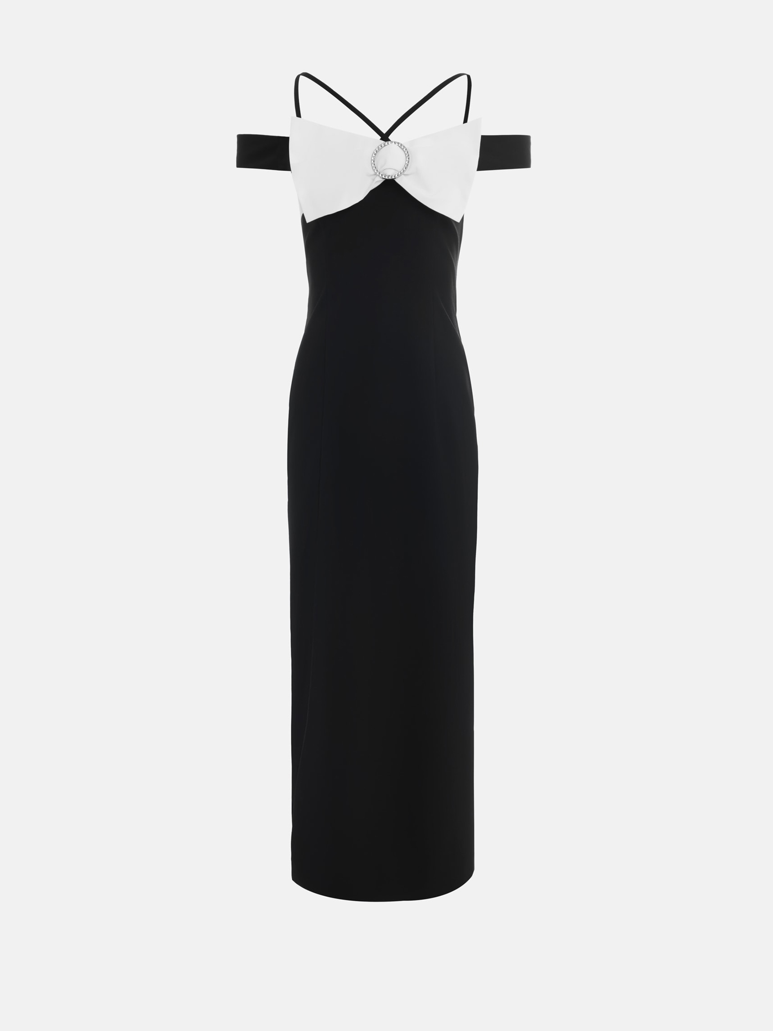Fitted maxi dress with contrasting bow on bodice :: LICHI - Online fashion  store