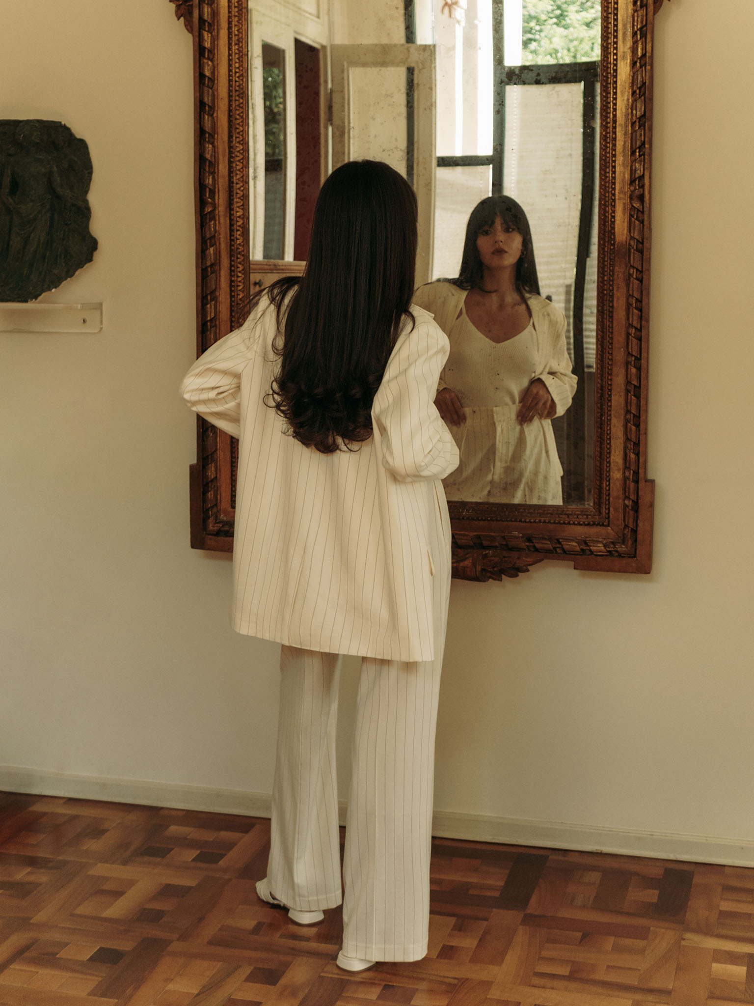 Straight slim-striped trousers