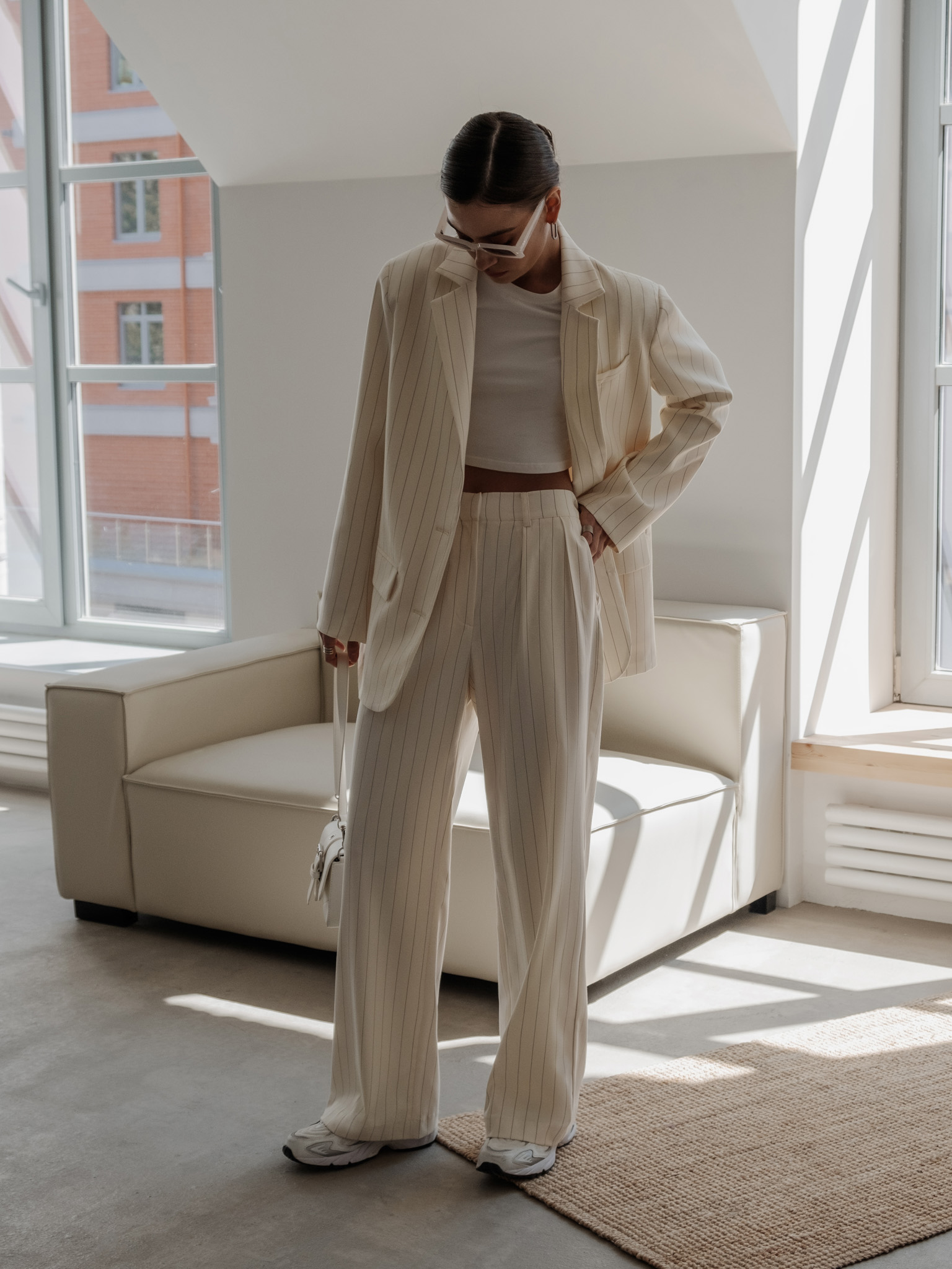 Straight slim-striped trousers