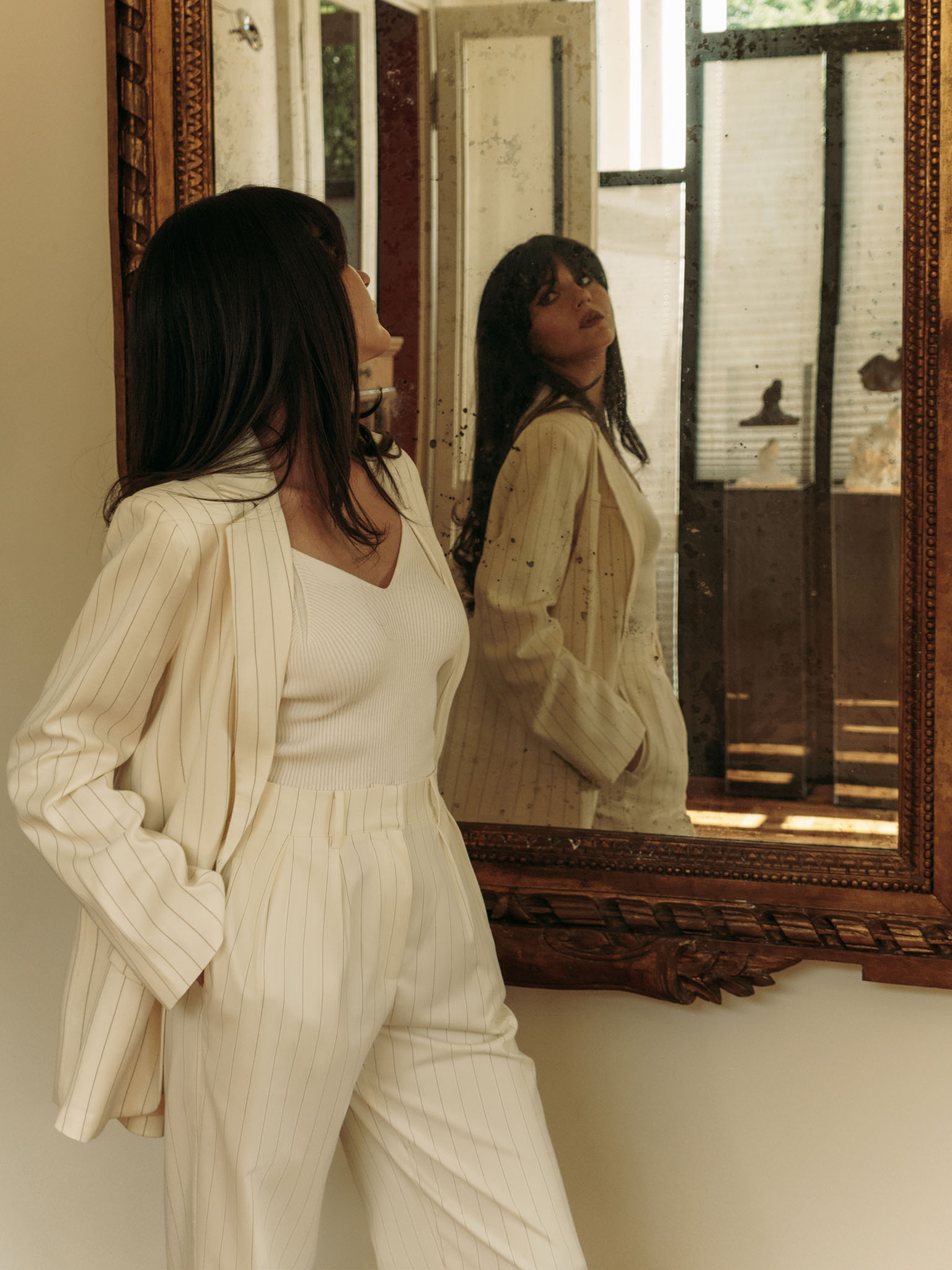 Straight slim-striped trousers