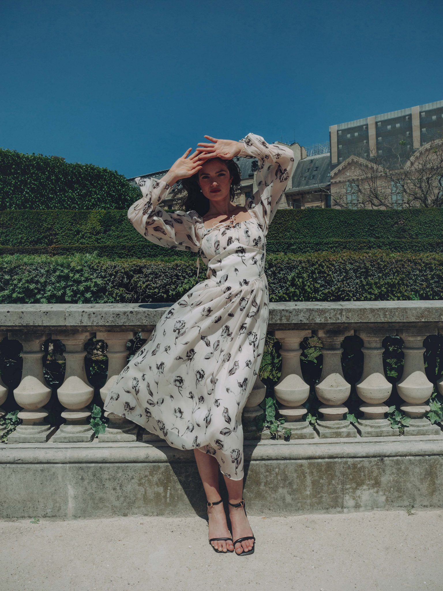 Lightweight midi dress with tie-up bodice