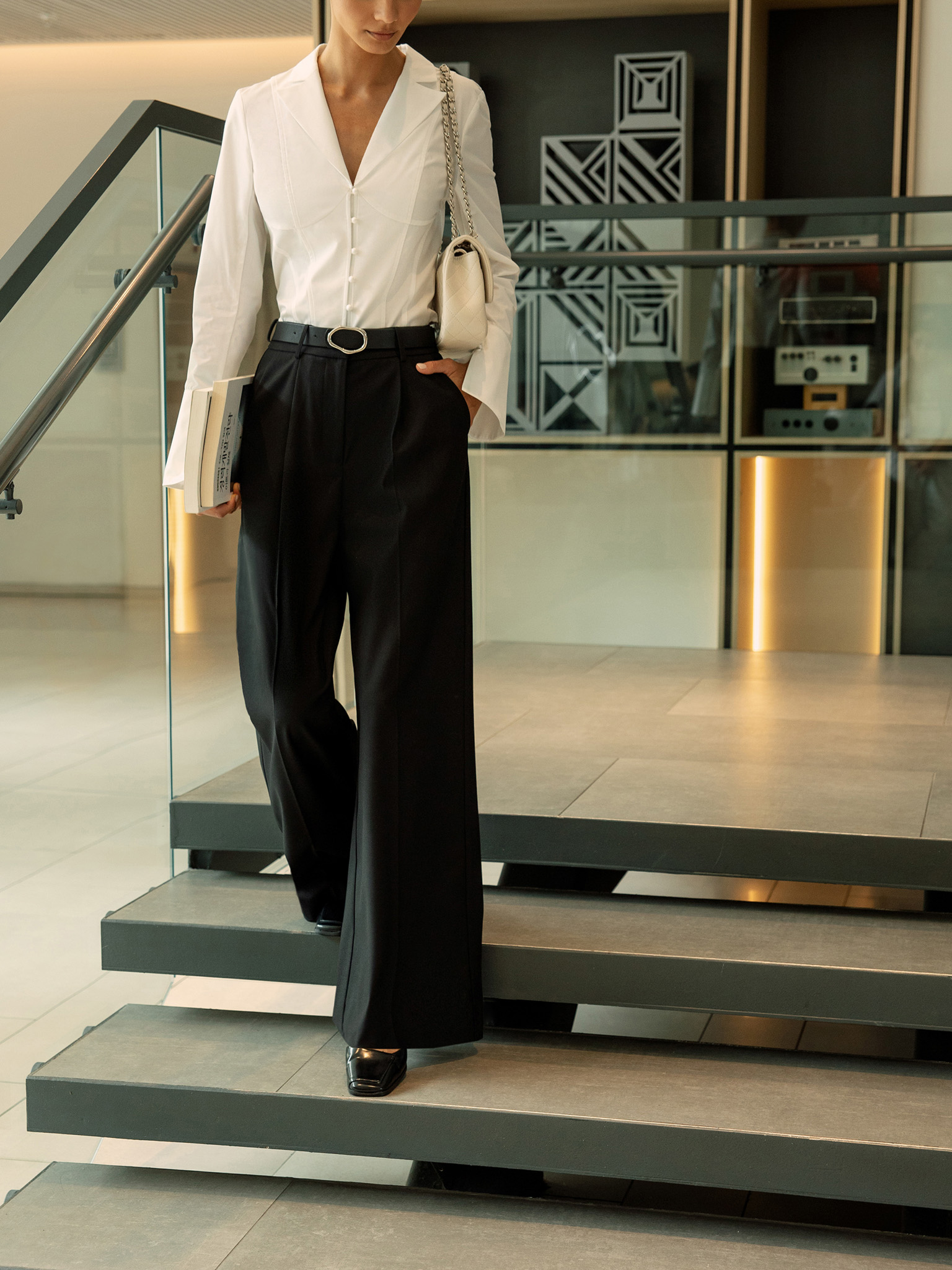 Corset blouse with lapel collar