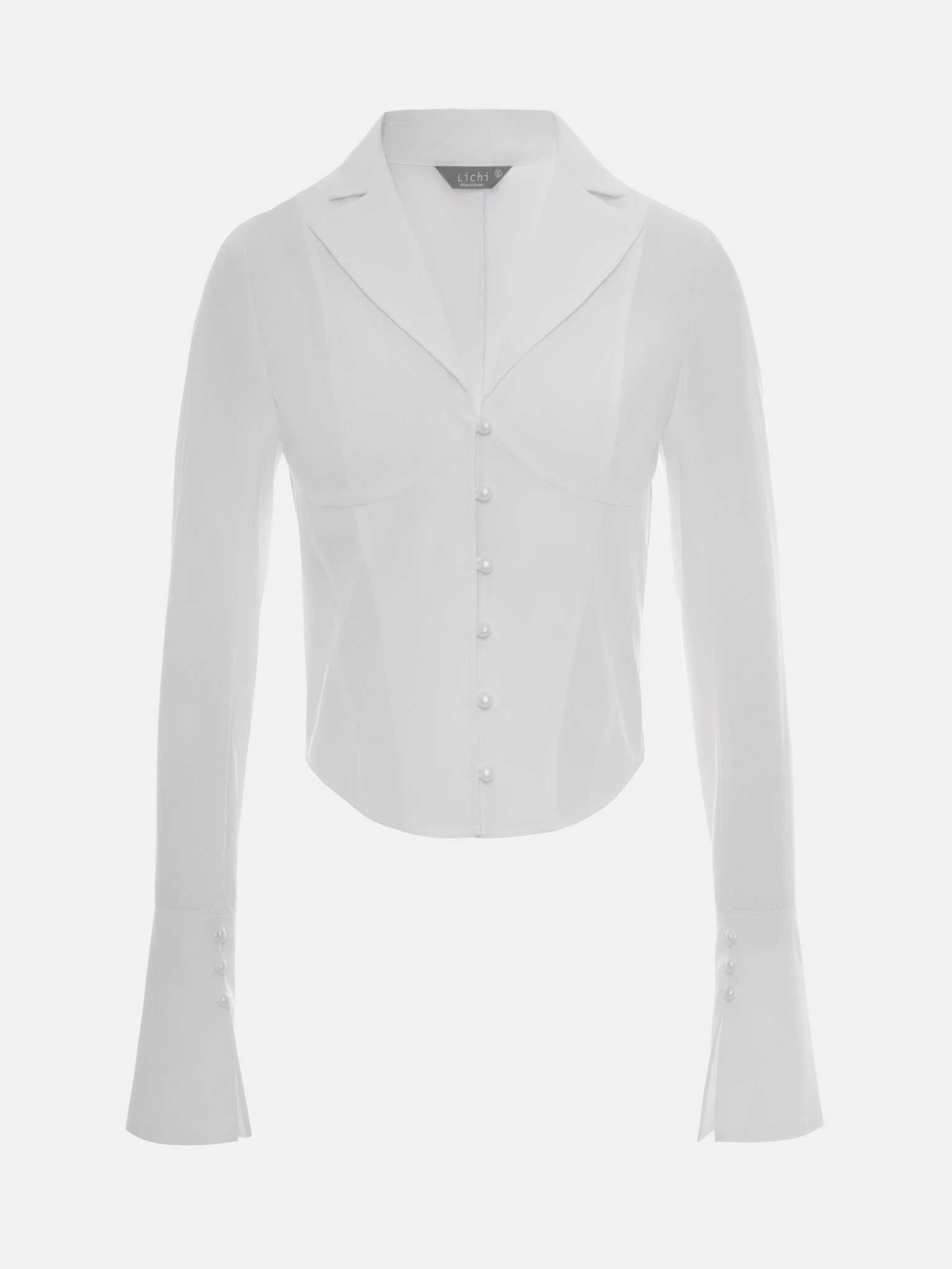 Corset blouse with lapel collar