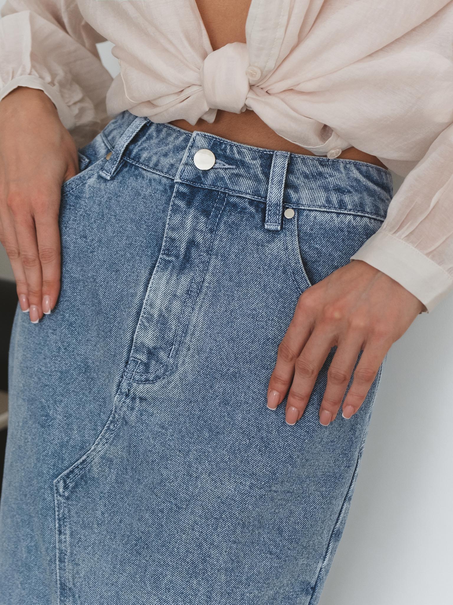 Denim maxi skirt