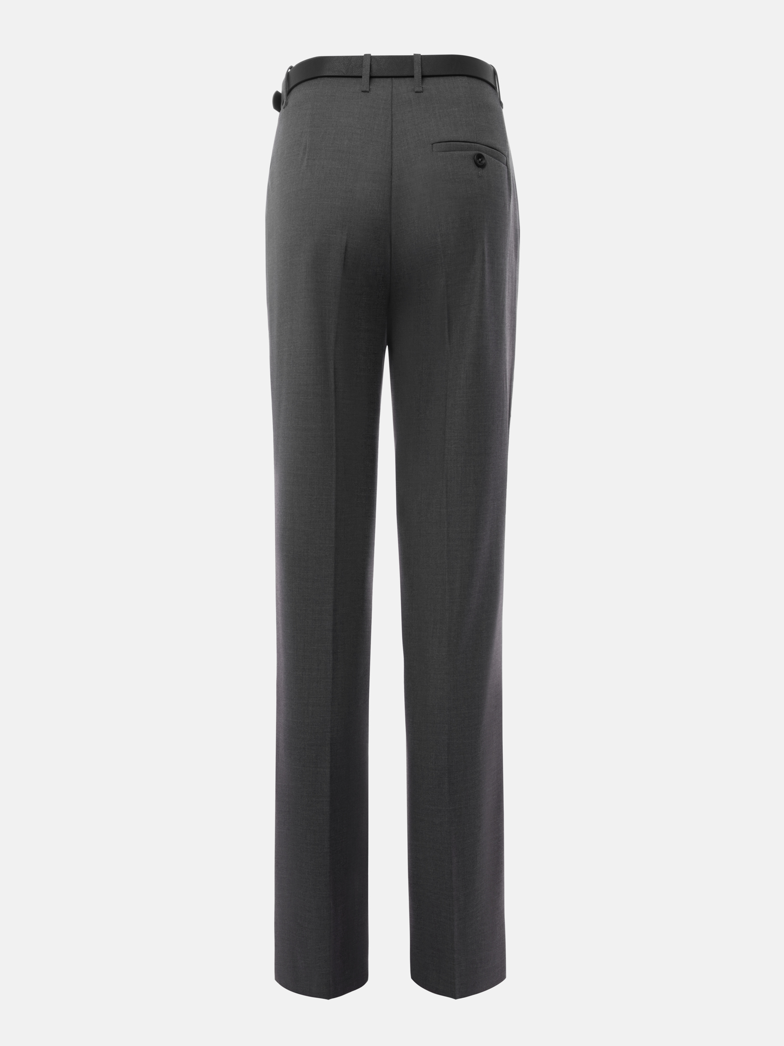 Cropped trousers with a crease and eco-leather belt