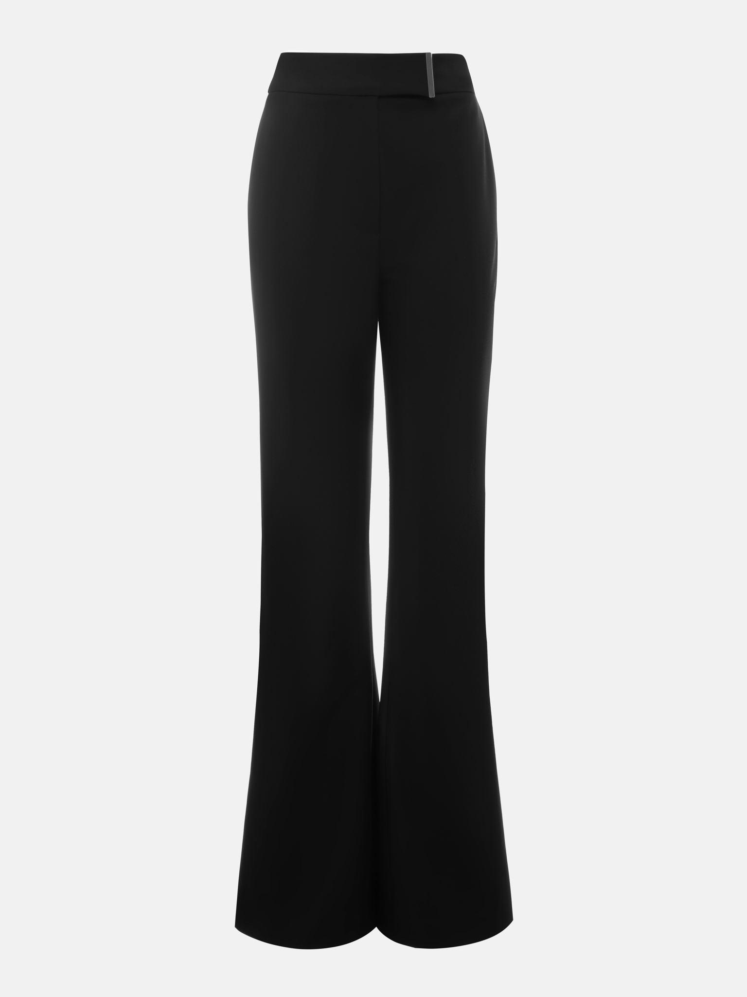 Flared trousers with silvertone waistband detail