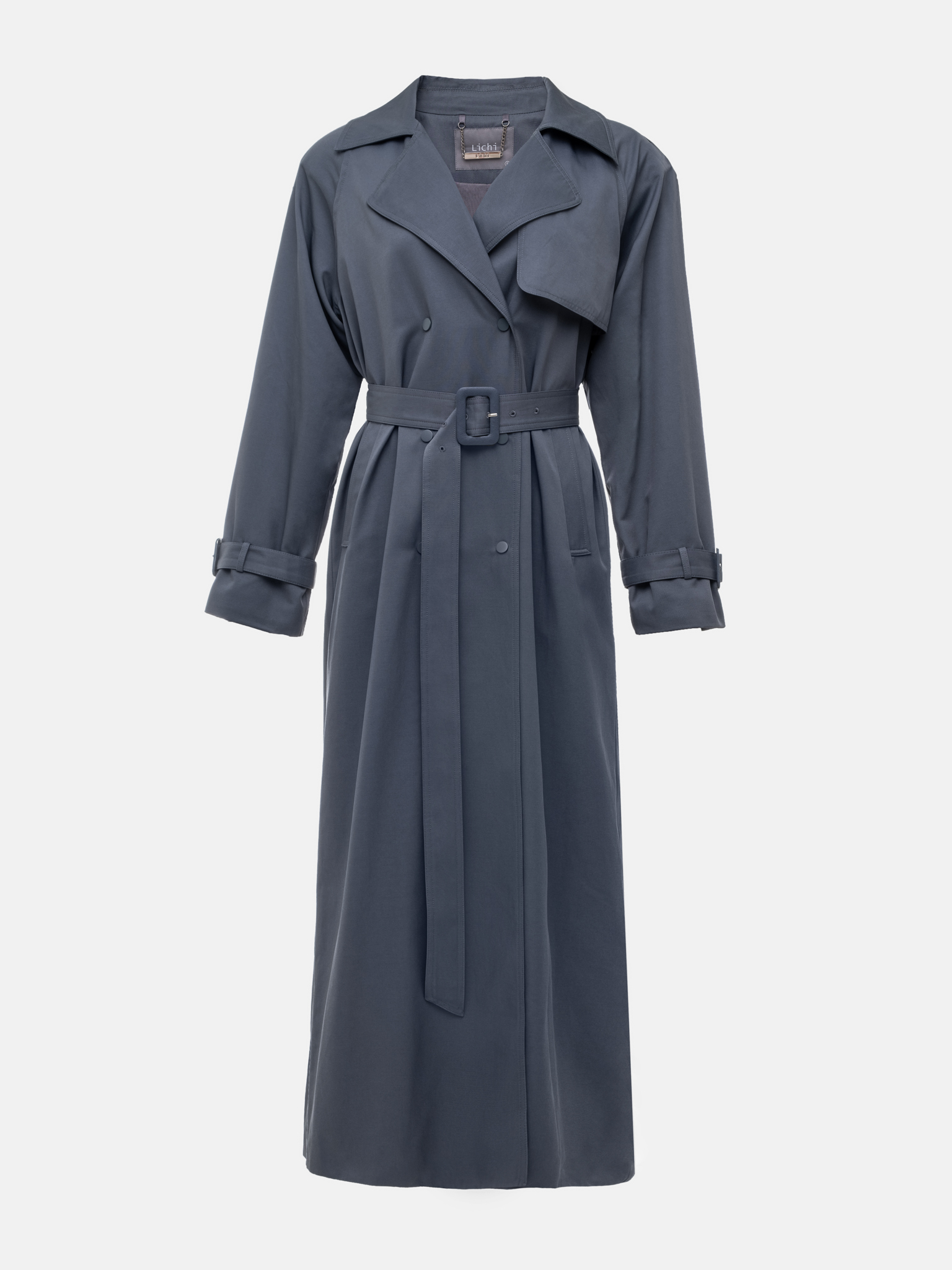 Maxi trench coat with snap buttons