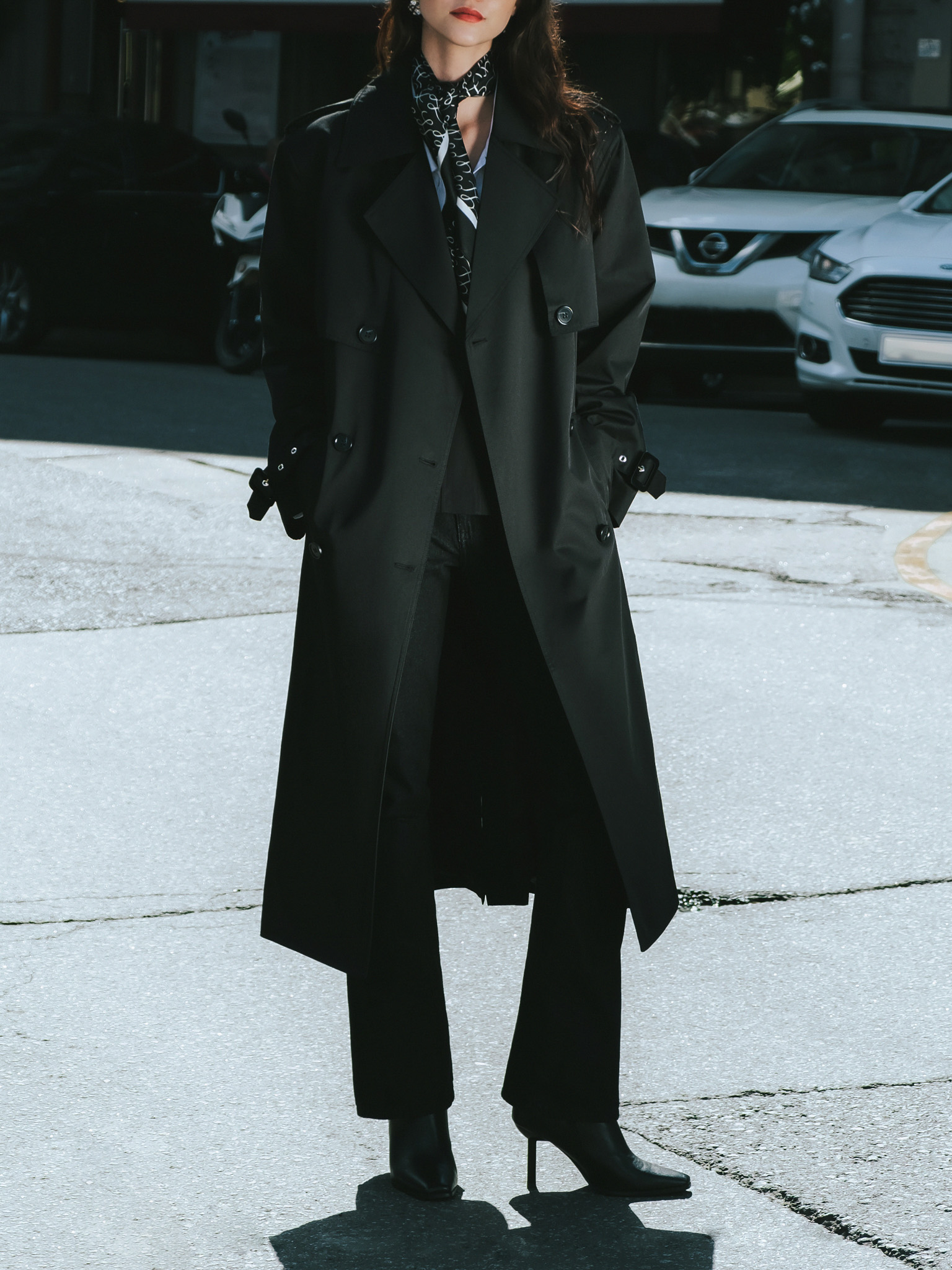 Тренч миди с широким поясом