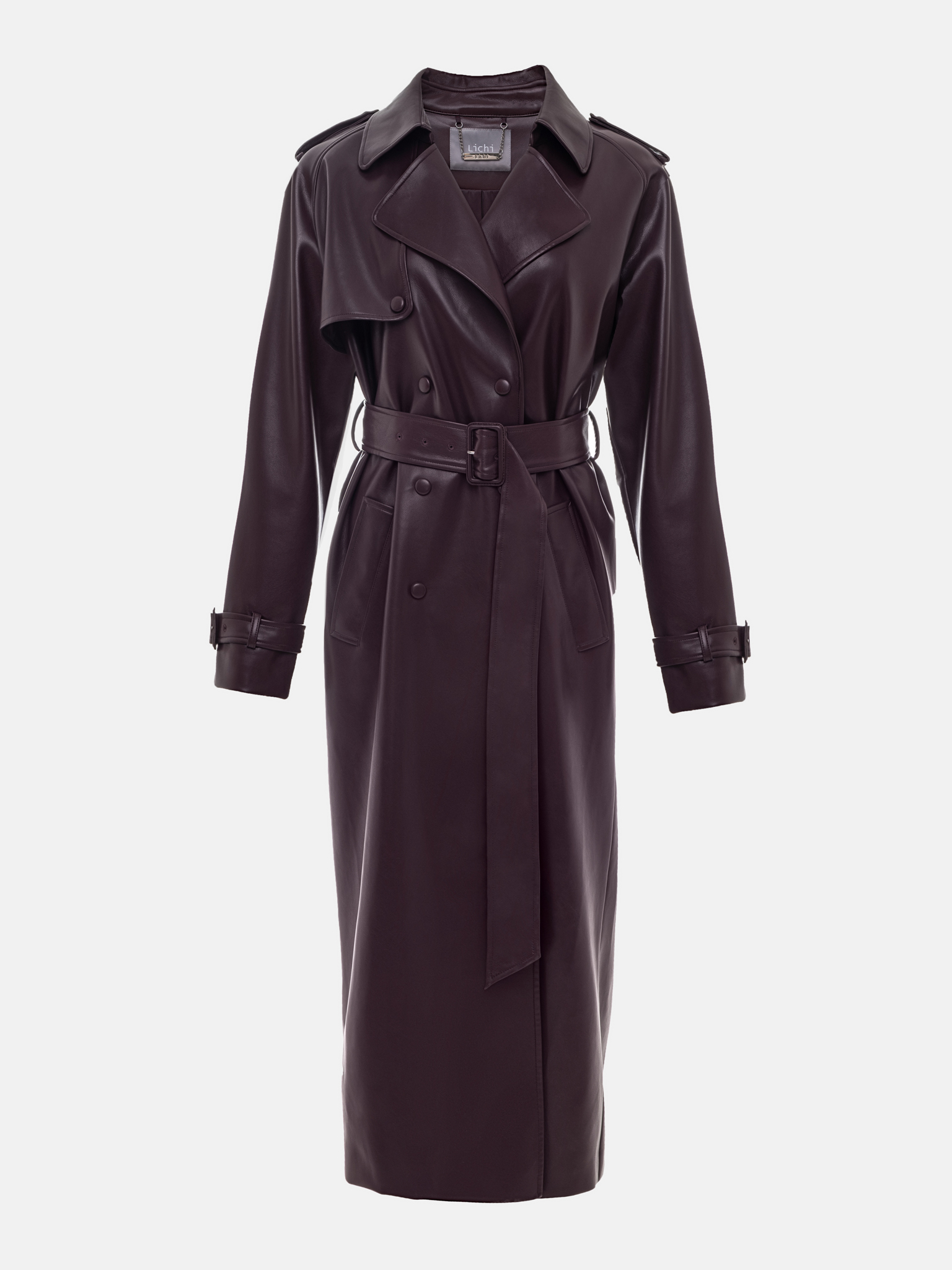 Maxi trench coat from matte eco-leather